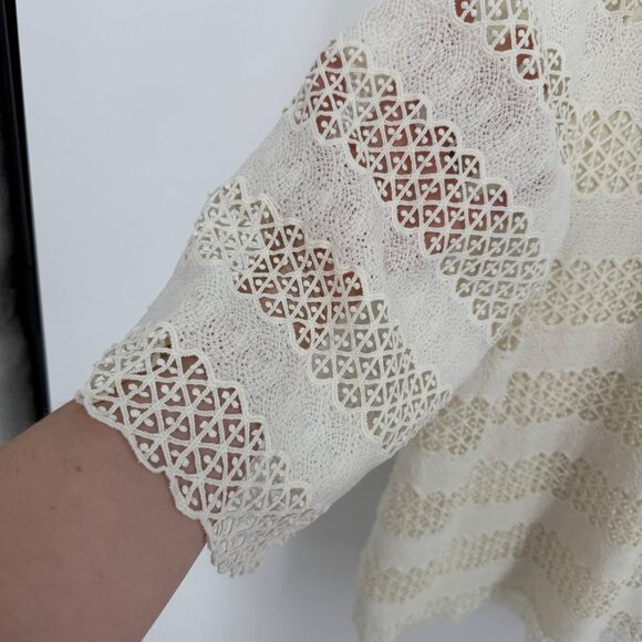 Charter Club Ivory Crochet Lace Blouse Top Womens Size 3x V Neck Vintage Stretch - Picture 3 of 6